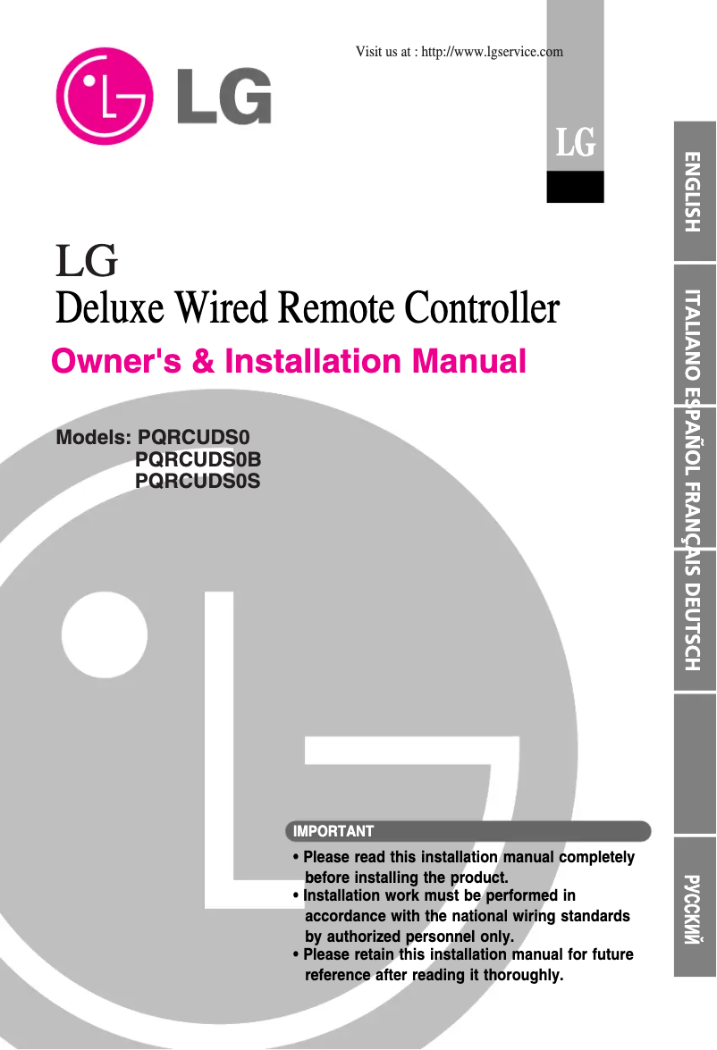 Page n°1 - Manuel utilisateur LG PQRCUDS0S