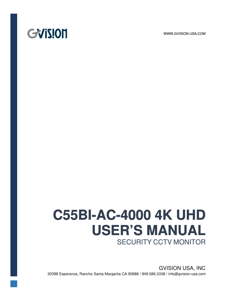 Page n°1 - Manuel utilisateur GVision C55BI-AC-4000