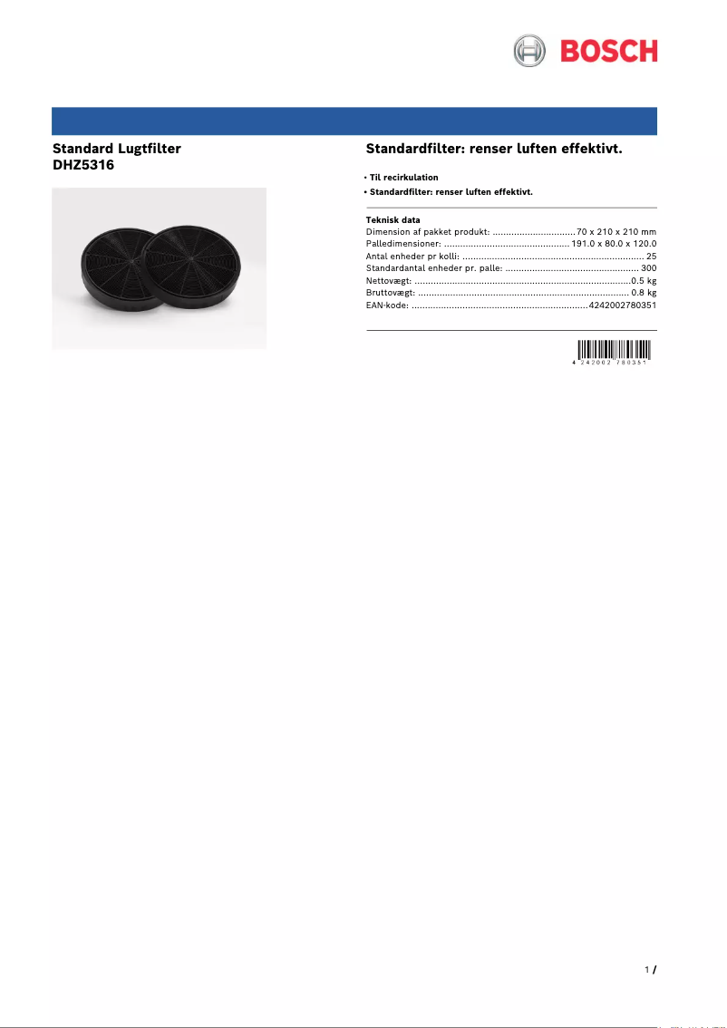 Page 1 de la notice Brochure Bosch DHZ5316