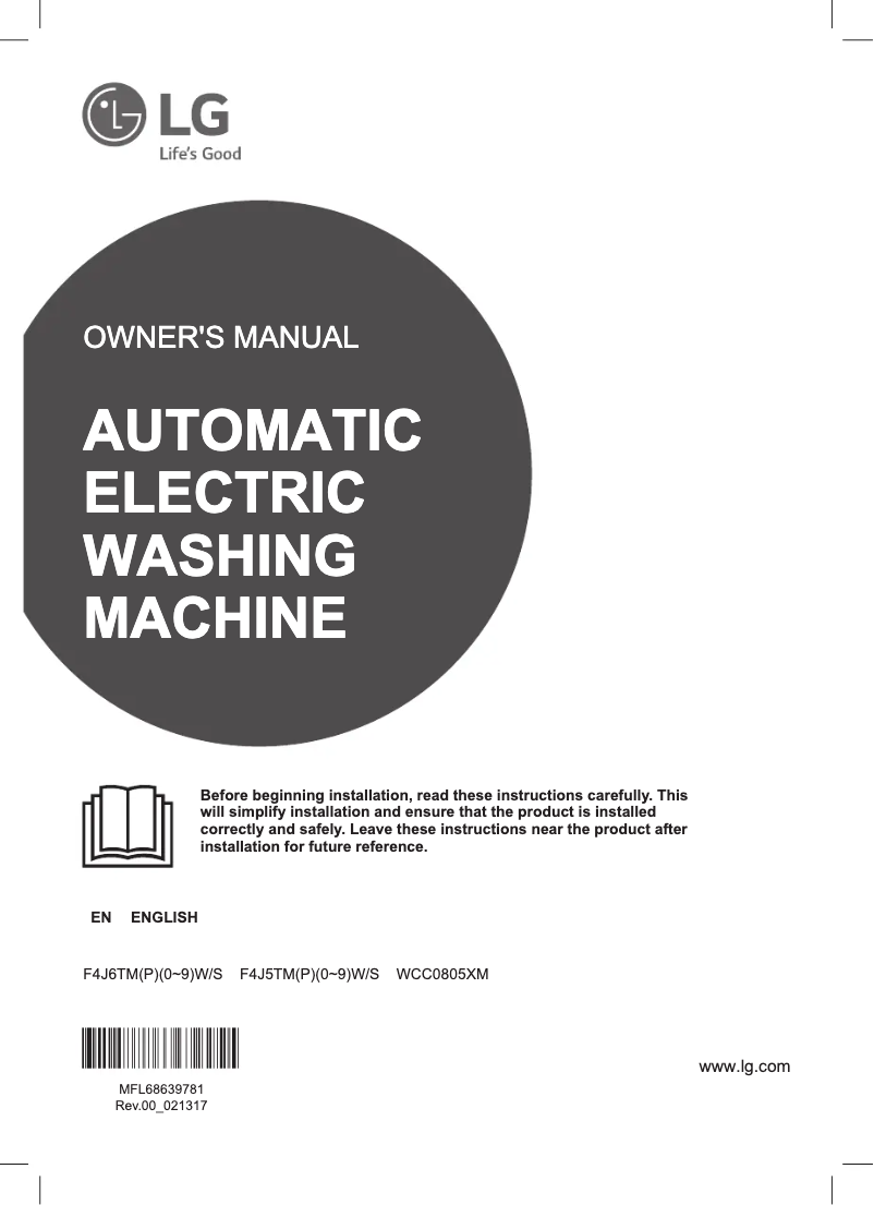 Page n°1 - Manuel utilisateur LG WCC0805XM