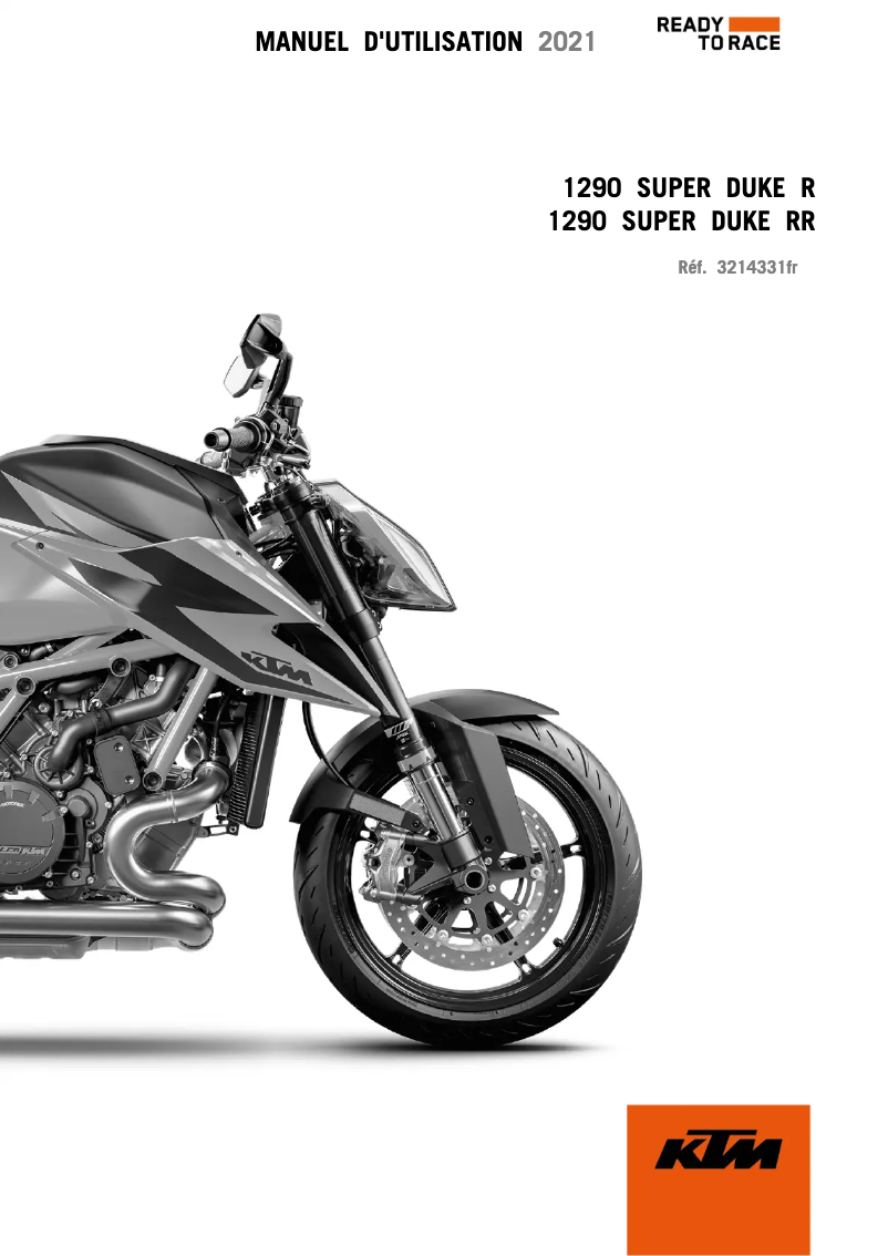 Page 1 de la notice Manuel utilisateur KTM 1290 Super Duke RR (2021)