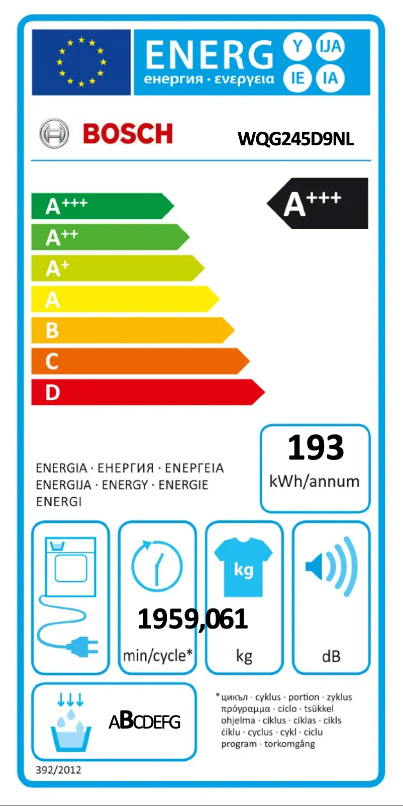Image de la première page du manuel de l'appareil WQG245D9NL