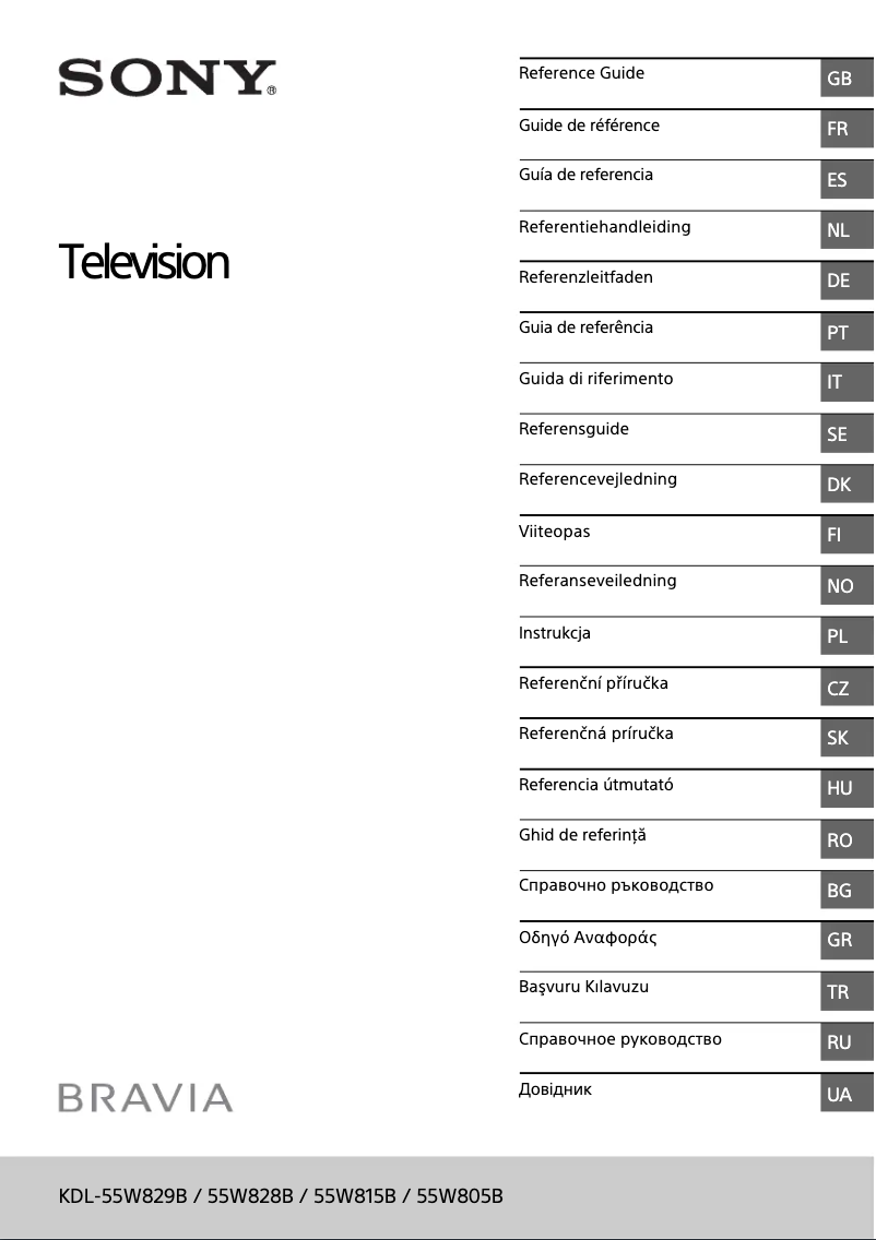 Page 1 de la notice Manuel utilisateur Sony Bravia KDL-55W829B