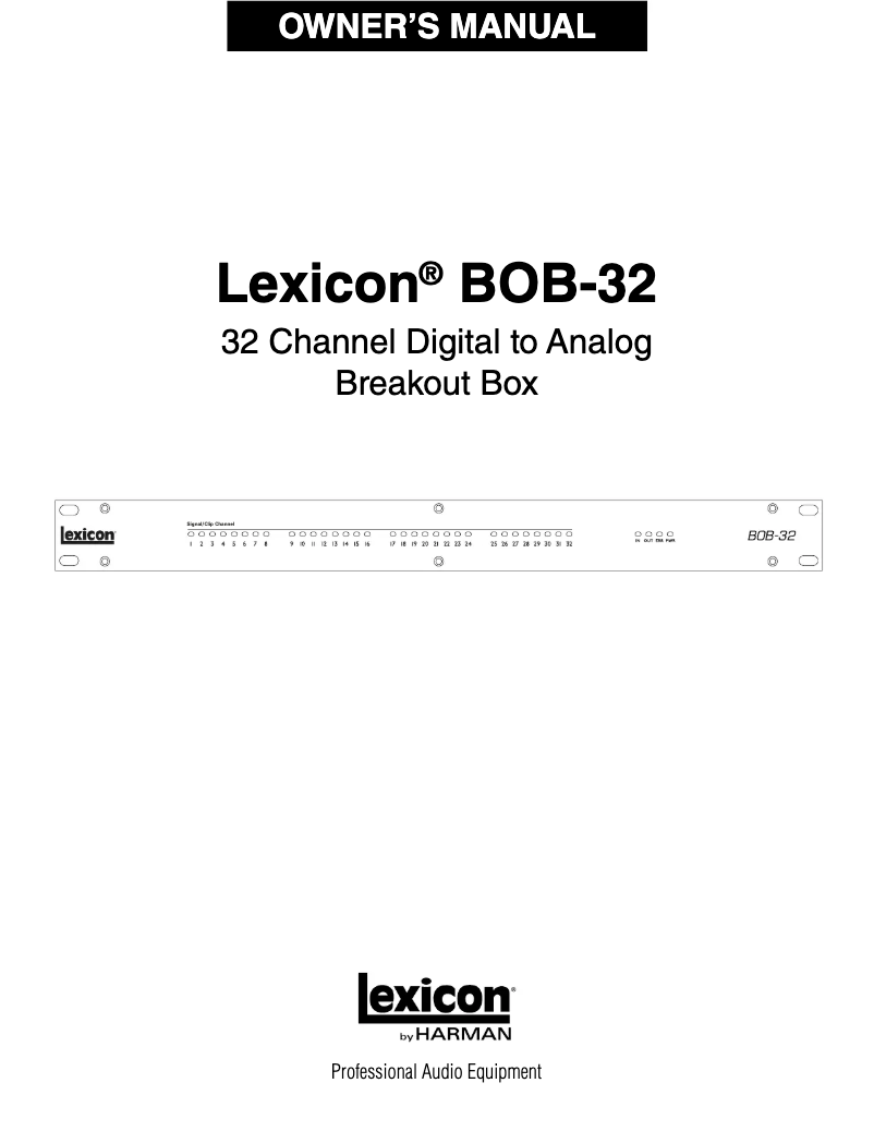 Page n°1 - Manuel utilisateur Lexicon BOB-32