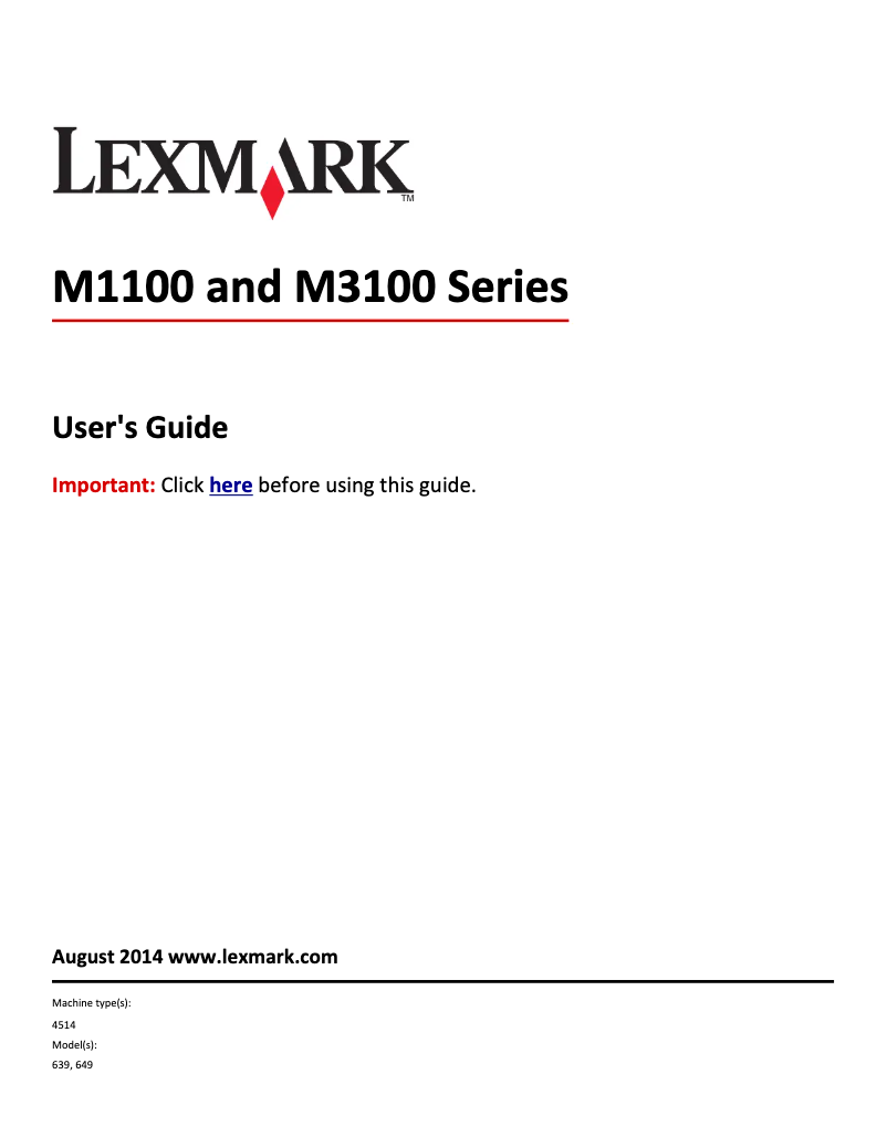 Page 1 de la notice Manuel utilisateur Lexmark M1145