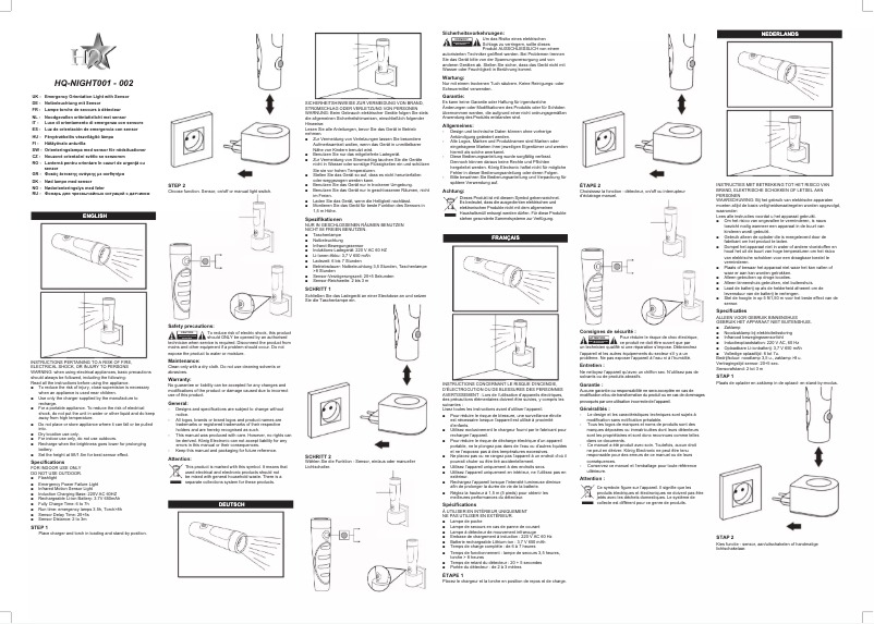 Page 1 de la notice Manuel utilisateur HQ NIGHT001