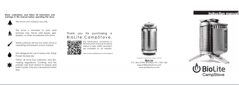 Page 1 de la notice Manuel utilisateur BioLite CampStove