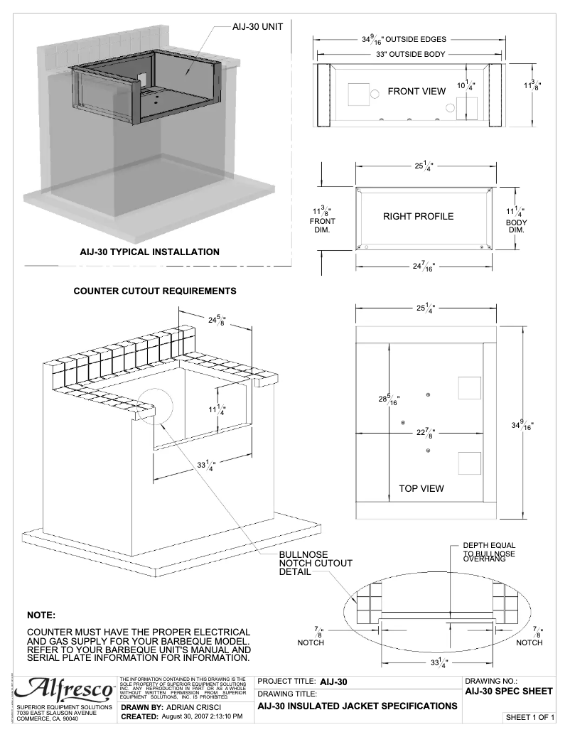 Page n°1 - Fiche technique Alfresco AIJ-30