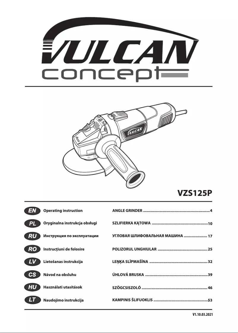 Page 1 de la notice Manuel utilisateur Vulcan VZS125P