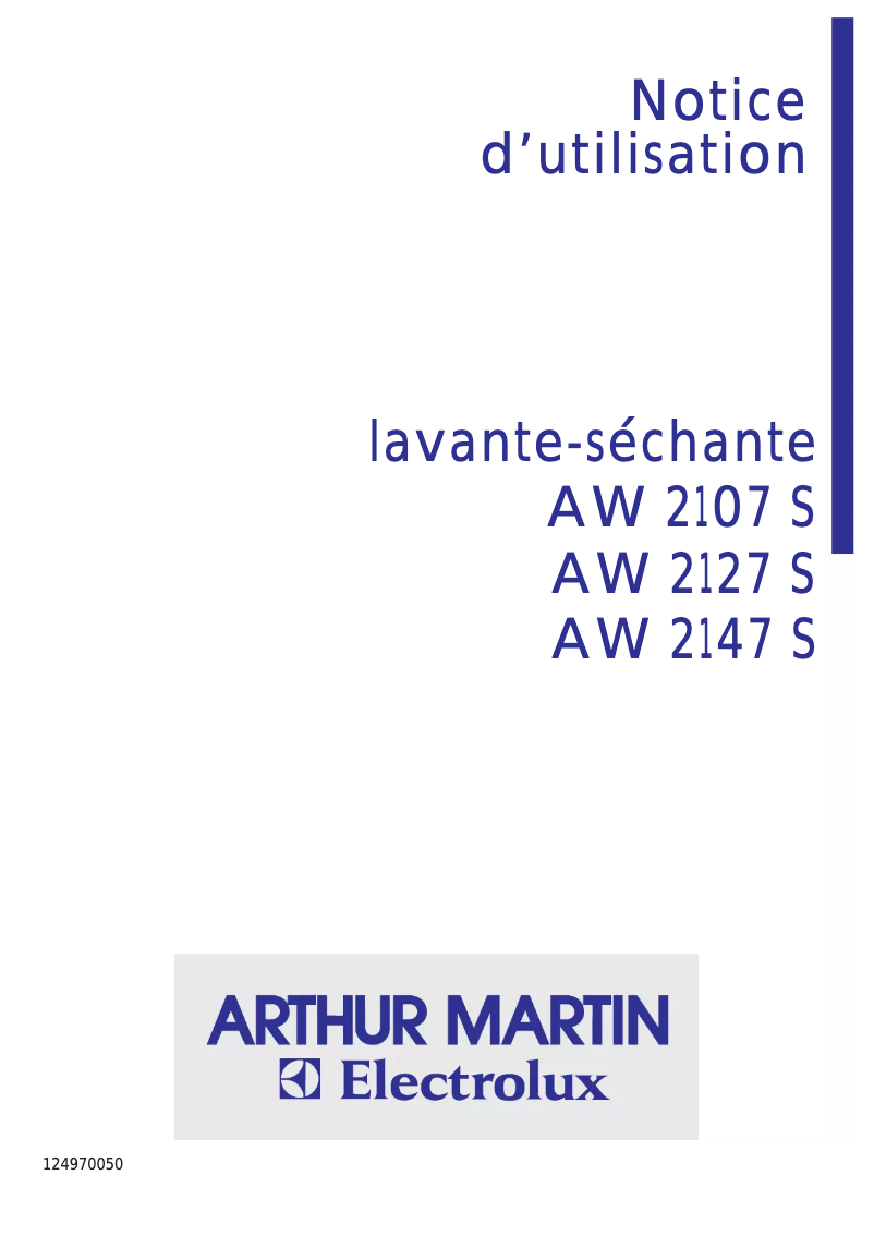 Page n°1 - Manuel utilisateur Arthur Martin-Electrolux AW 2147 S