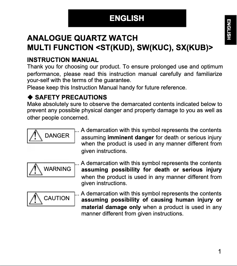 Page 1 de la notice Manuel utilisateur ORIENT Contemporary SW02002W