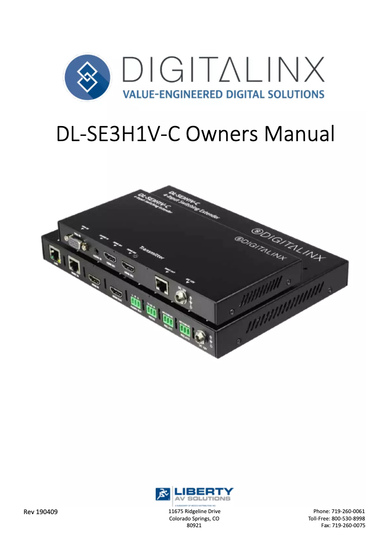 Página 1 del manual Manual de usuario Liberty DL-SE3H1V-C