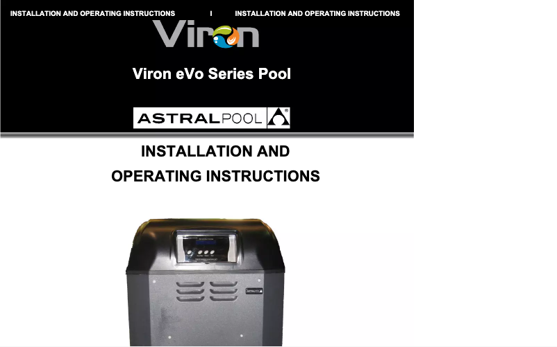 Page n°1 - Manuel utilisateur AstralPool Viron eVo 350