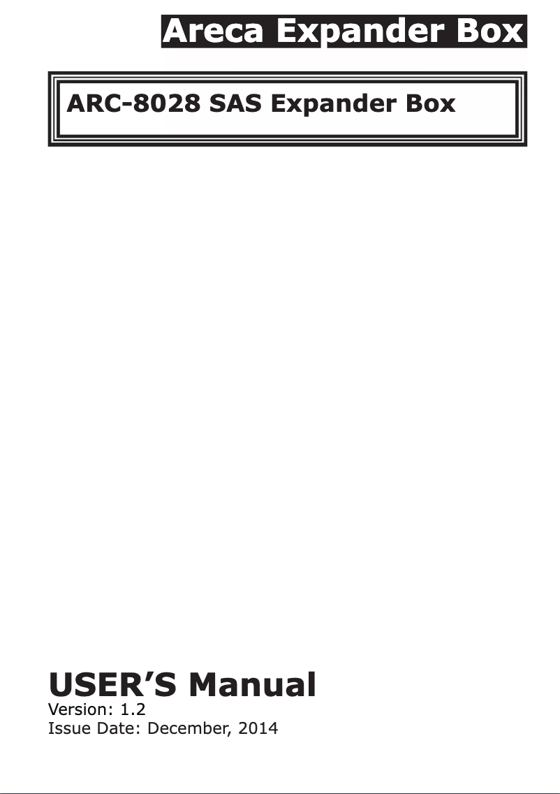 Page 1 de la notice Manuel utilisateur Areca ARC-8028-24