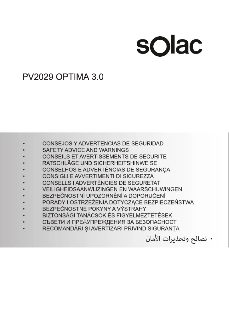 Page 1 de la notice Instructions de sécurité Solac Optima Extrem SV2028