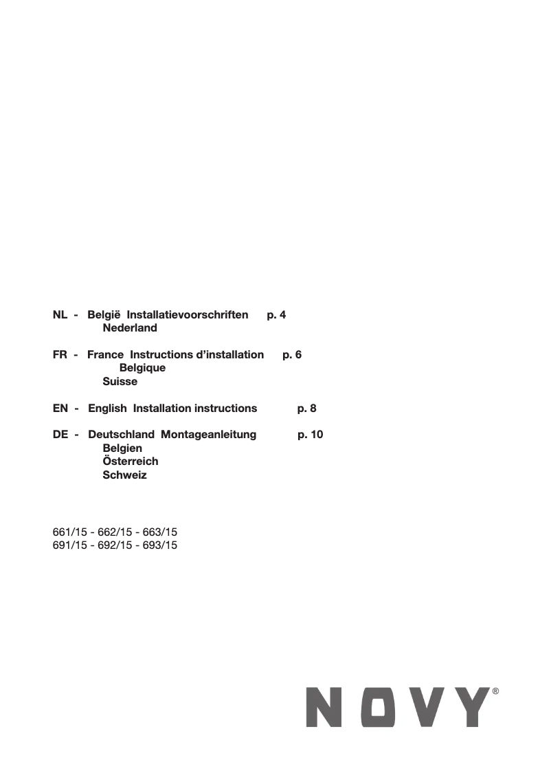 Page n°1 - Guide d'installation Novy 661