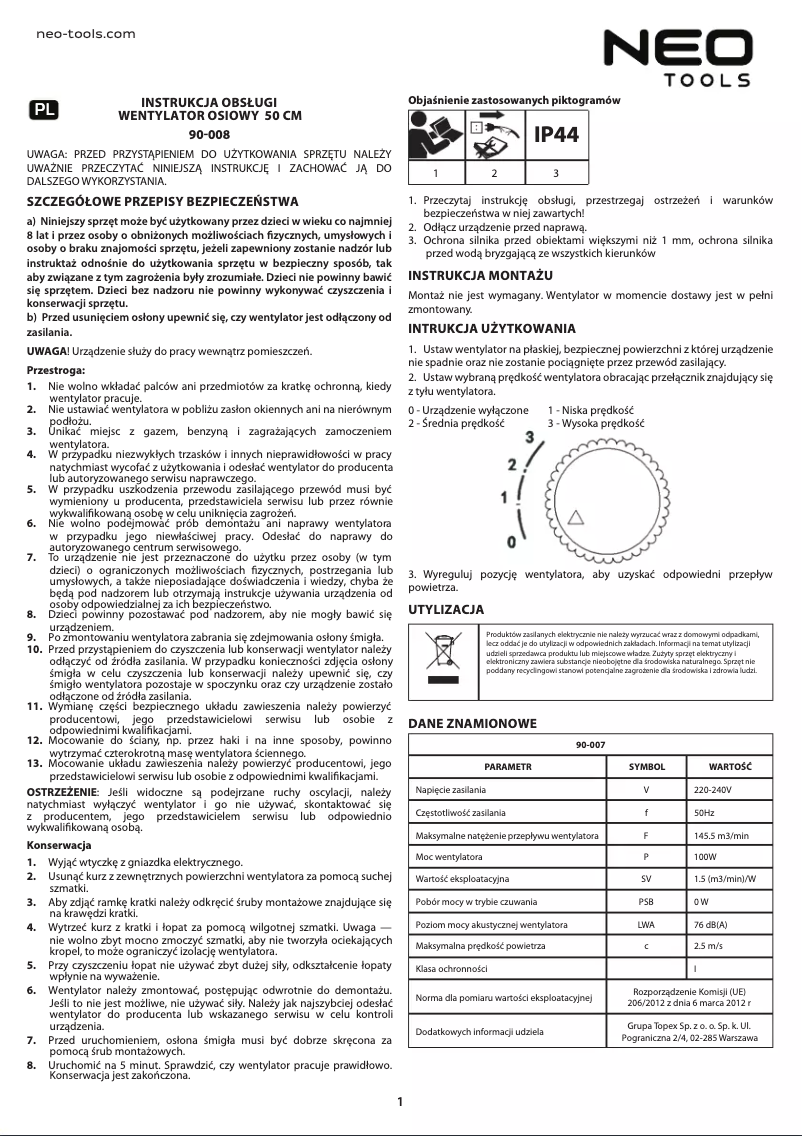 Page n°1 - Manuel utilisateur Neo 90-008