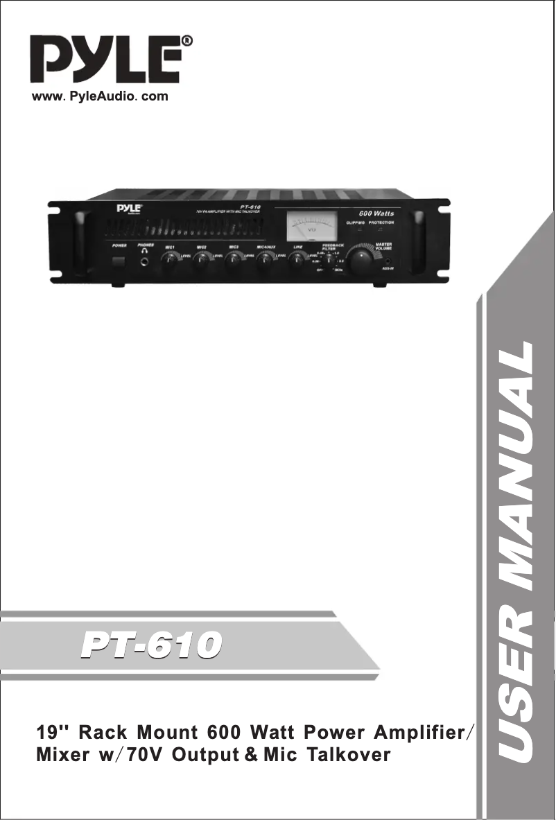 Page n°1 - Manuel utilisateur Pyle PT610