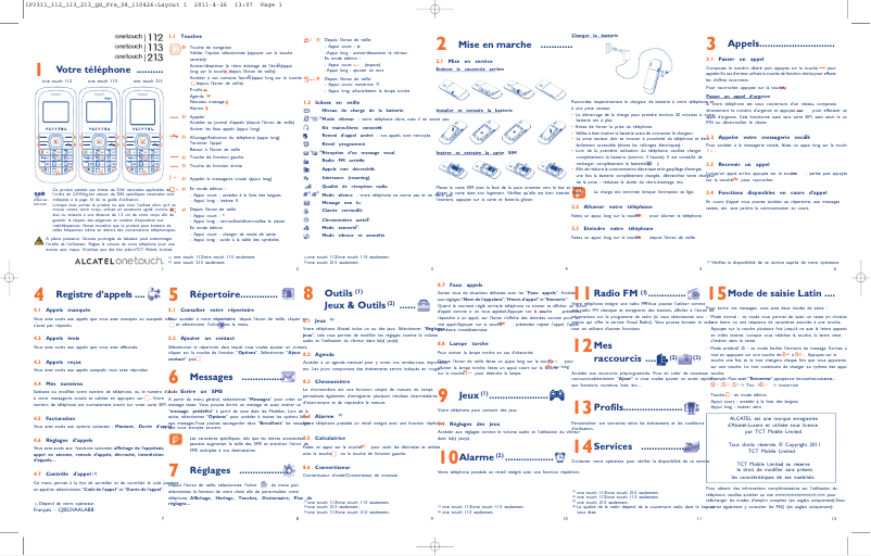 Page n°1 - Mode d'emploi Alcatel One Touch 113