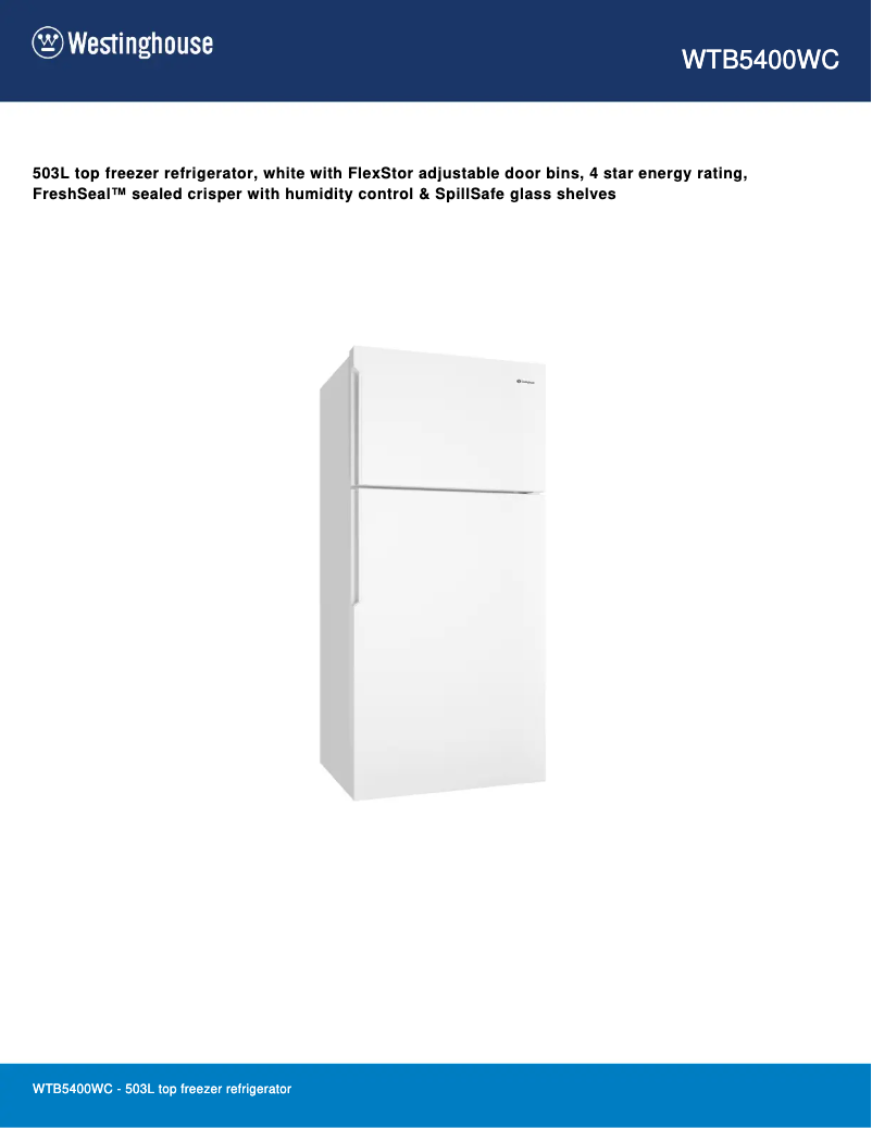 Image de la première page du manuel de l'appareil WTB5400WC