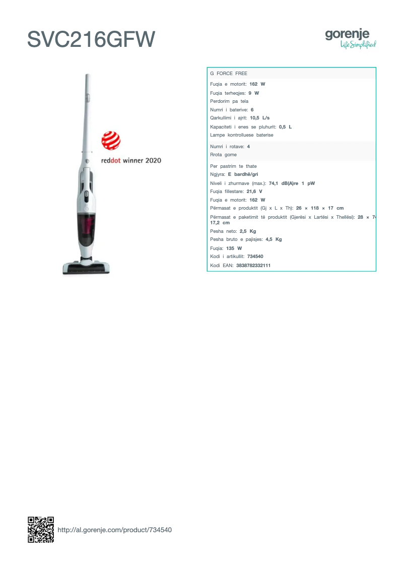 Página 1 del manual Manual de usuario Gorenje SVC216GFW