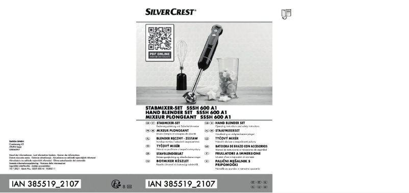Page n°1 - Manuel utilisateur SilverCrest SSSH 600 A1