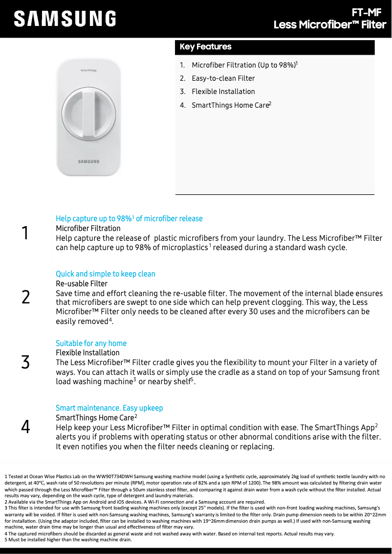 Page 1 de la notice Fiche technique Samsung FT-MF