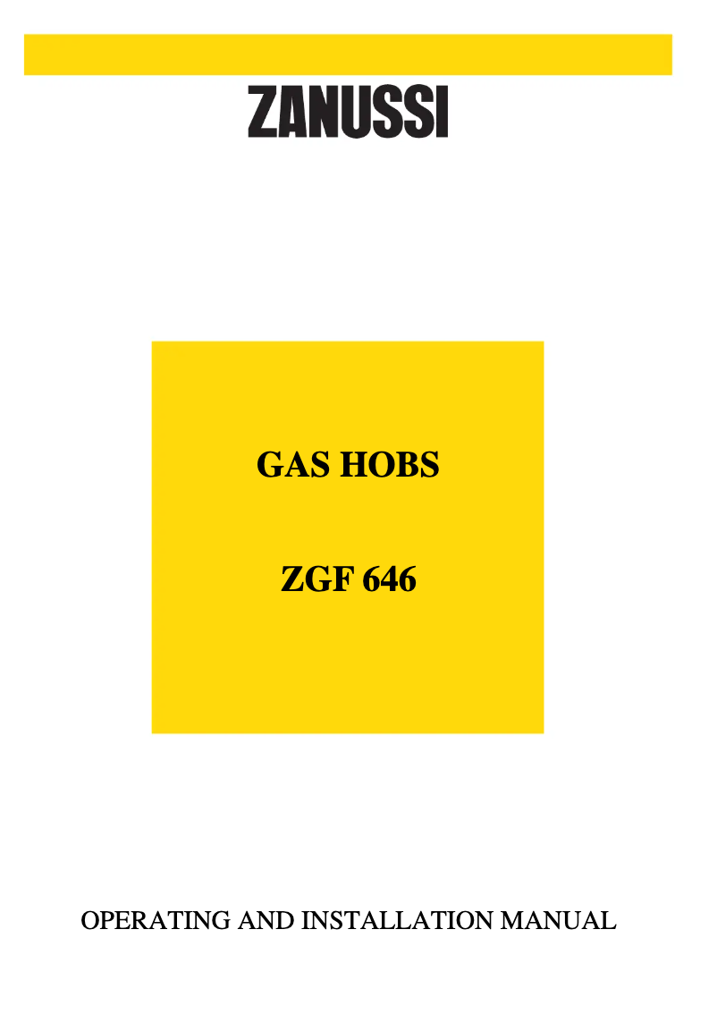 Page n°1 - Manuel utilisateur Zanussi ZGF646ICM