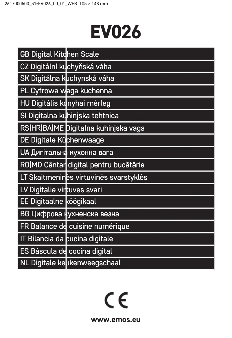 Page 1 de la notice Manuel utilisateur Emos EV026