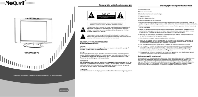 Page 1 de la notice Manuel utilisateur Marquant TV-DVD1570
