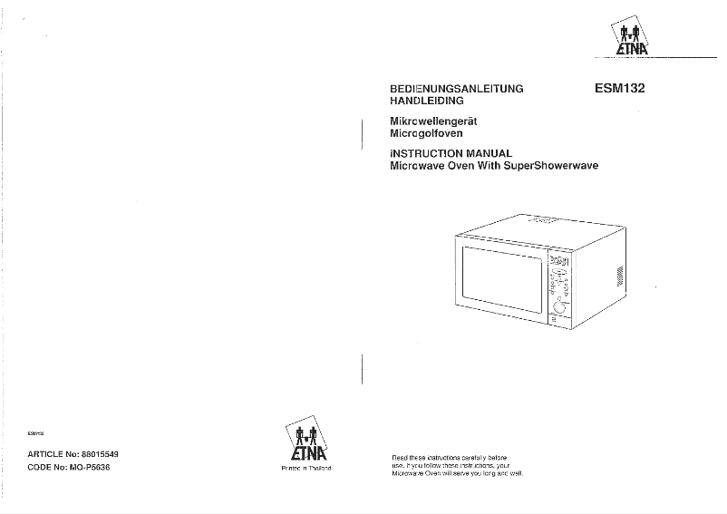Page 1 de la notice Manuel utilisateur Etna ESM132