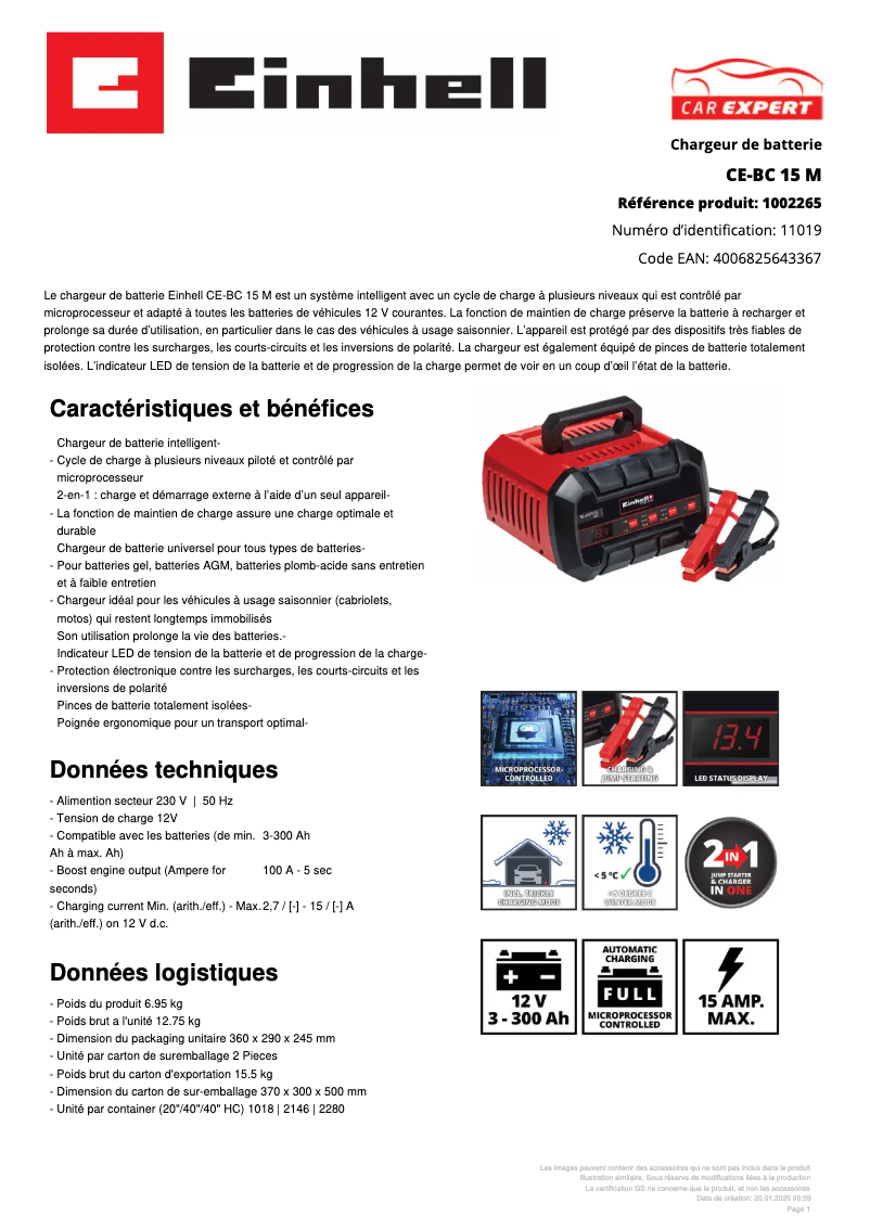 Image de la première page du manuel de l'appareil CE-BC 15 M