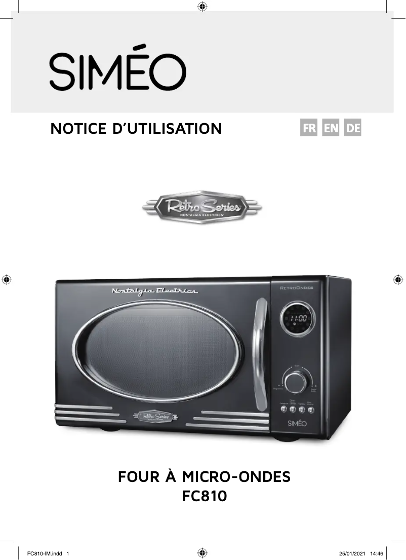 Page 1 de la notice Manuel utilisateur Siméo FC810