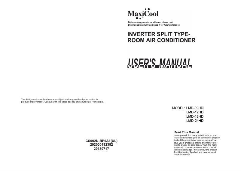 Image de la première page du manuel de l'appareil LMD-18HDI