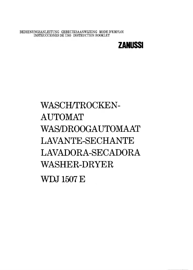 Page n°1 - Manuel utilisateur Zanussi WDJ 1507 E