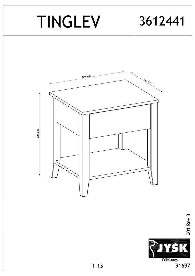 Page n°1 - Manuel utilisateur JYSK TINGLEV