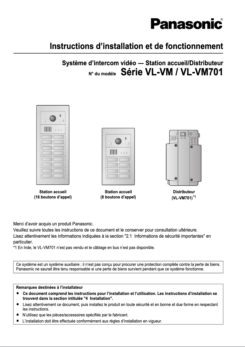 Image de la première page du manuel de l'appareil VL-VM801EX