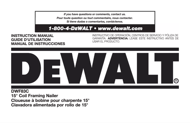 Image de la première page du manuel de l'appareil DWF83C
