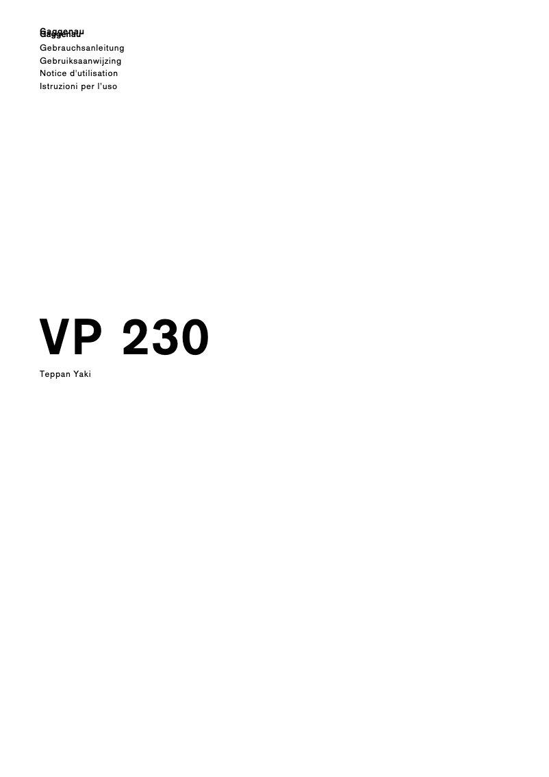 Image de la première page du manuel de l'appareil VP230114
