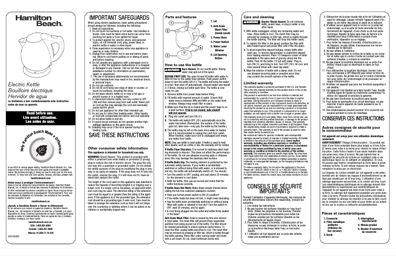 Image de la première page du manuel de l'appareil 40872