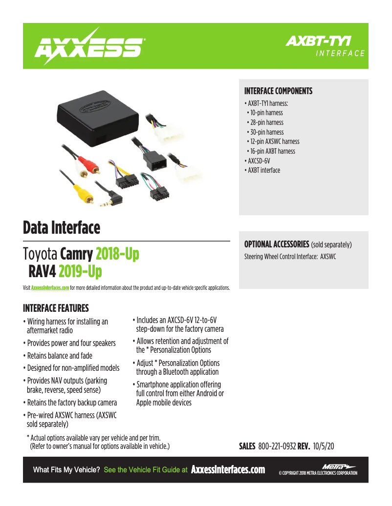 Page 1 de la notice Fiche technique AXESS AXBT-TY1