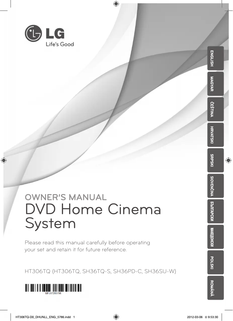 Page 1 de la notice Manuel utilisateur LG HT306TQ