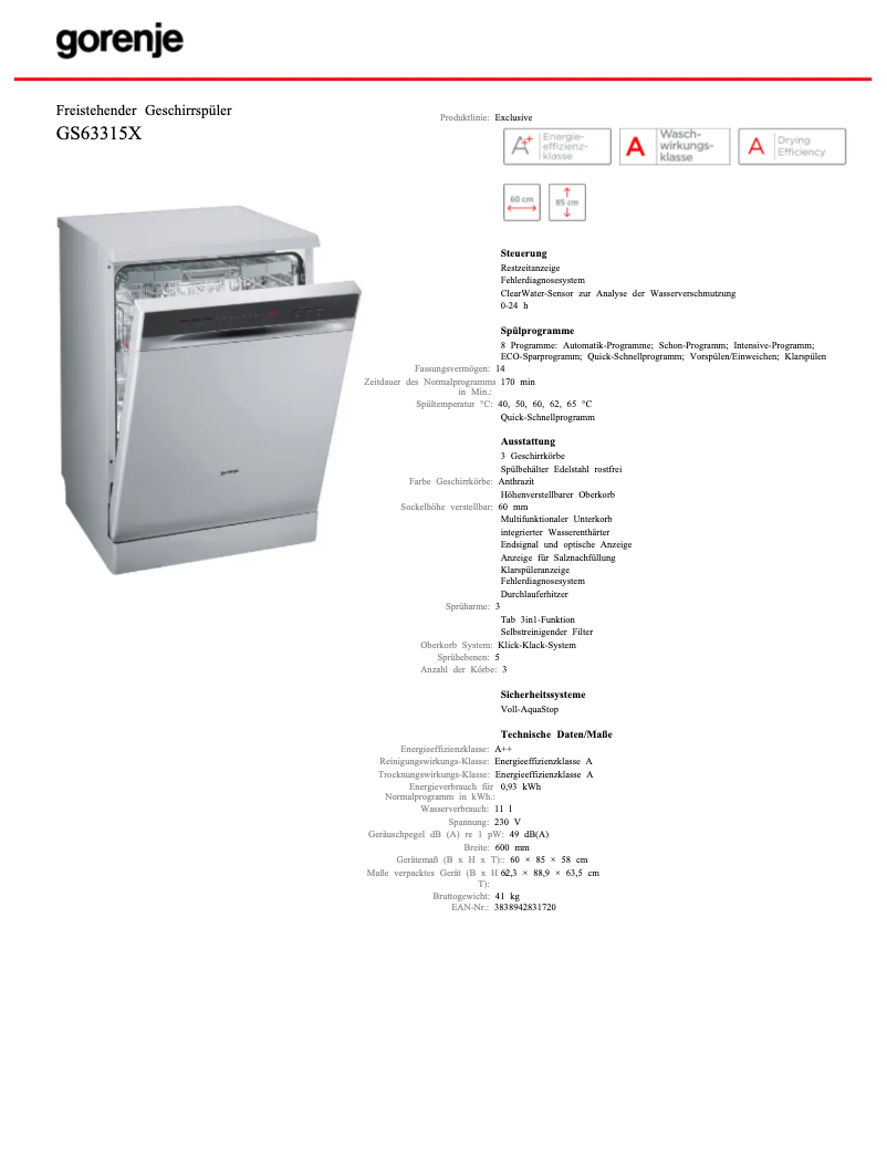 Image de la première page du manuel de l'appareil GS63315X