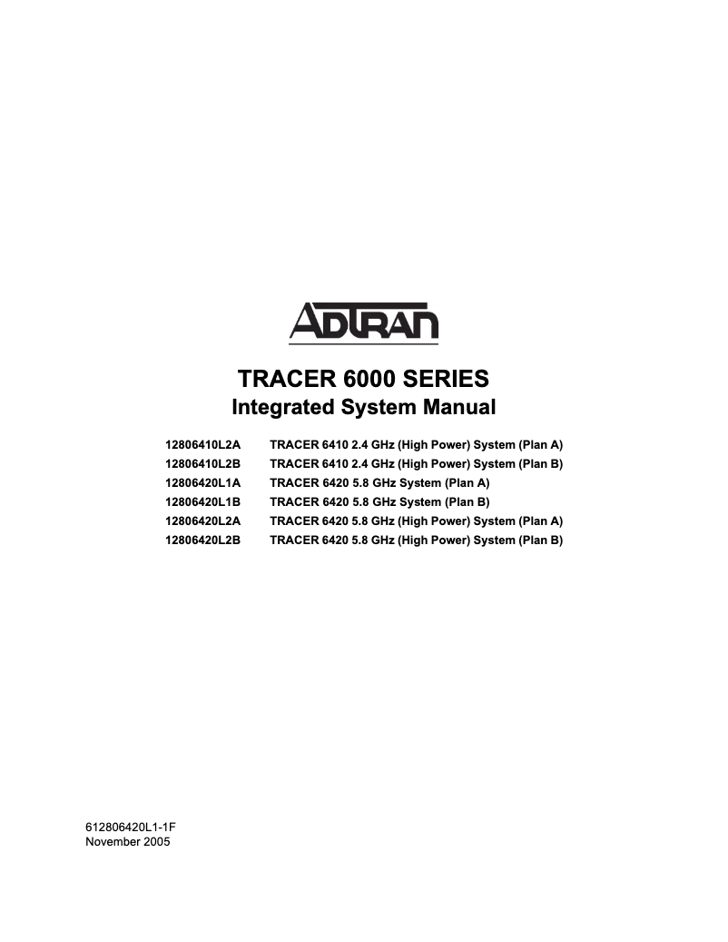 Page n°1 - Manuel utilisateur Adtran Tracer 6420