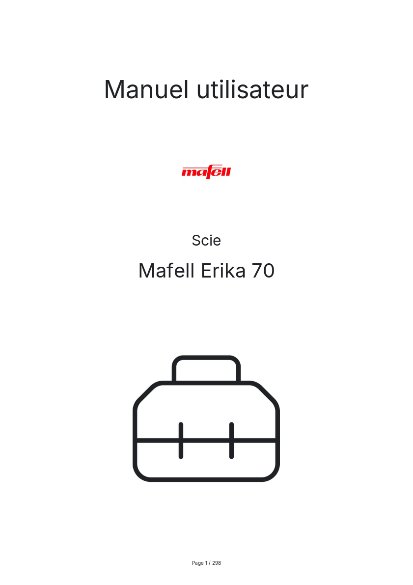 Image de la première page du manuel de l'appareil Erika 70