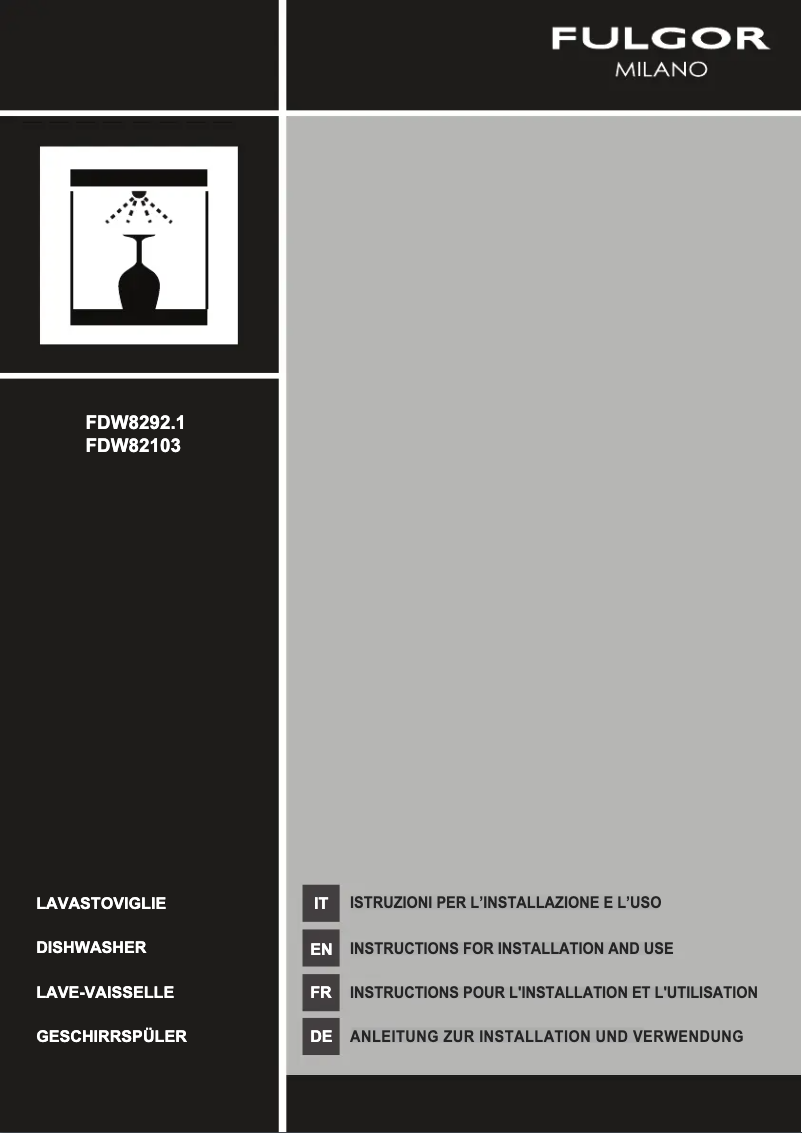 Page 1 de la notice Guide d'installation Fulgor Milano FDW 8292.1