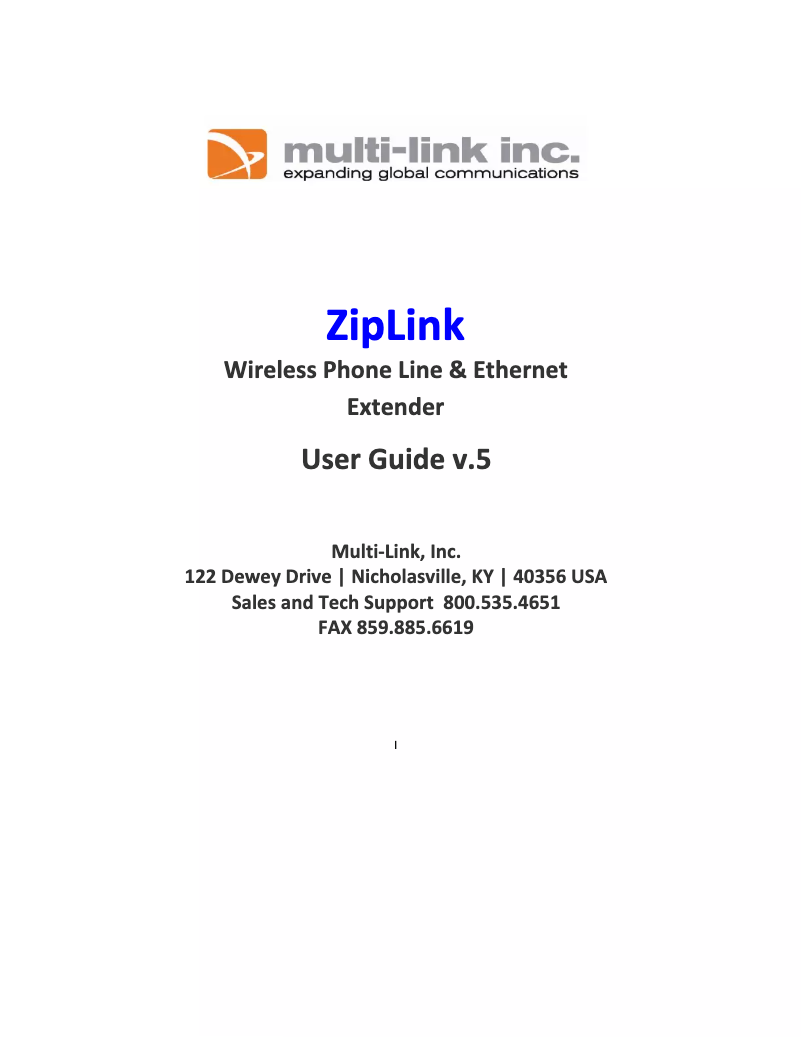 Page n°1 - Manuel utilisateur Multi-link ZipLink-1