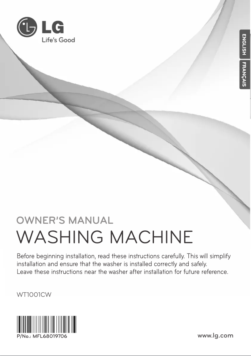 Page 1 de la notice Manuel utilisateur LG WT1001CW