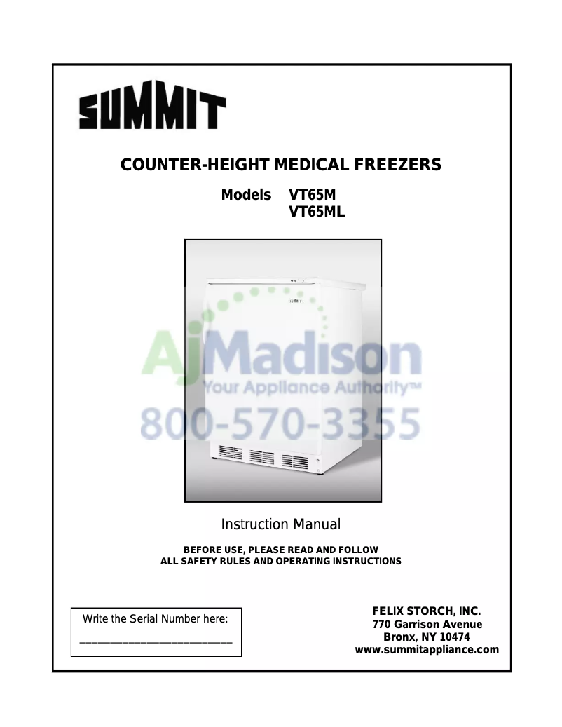 Page 1 de la notice Manuel utilisateur Accucold VT65MBIIF