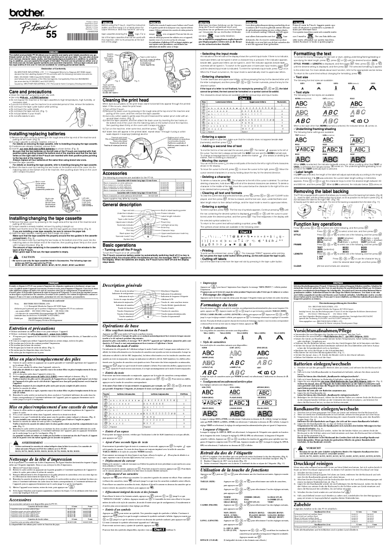 Image de la première page du manuel de l'appareil P-Touch PT-55